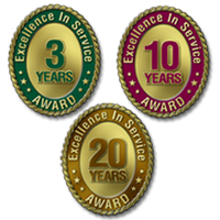 Excellence in Service Awards - 1 Through 30 Years